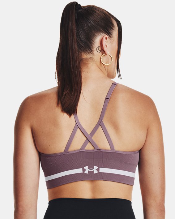 Women's UA Seamless Low Long Sports Bra, Purple, pdpMainDesktop image number 5